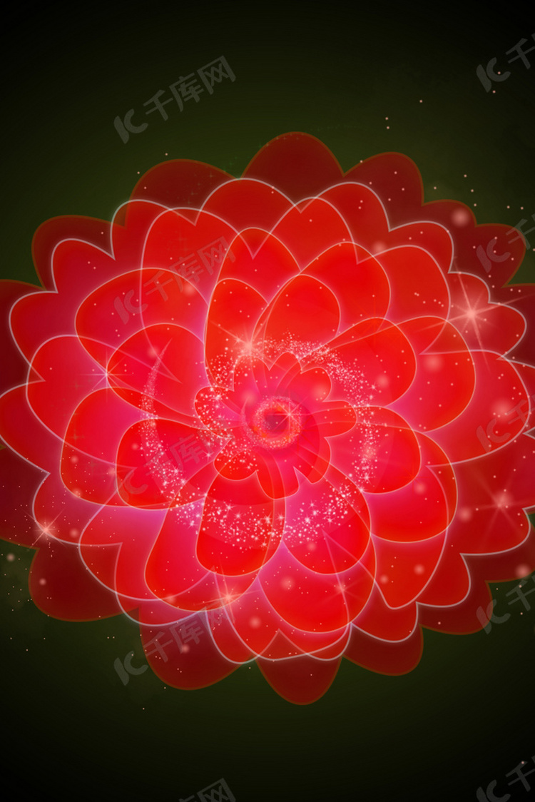红色光效花朵背景图
