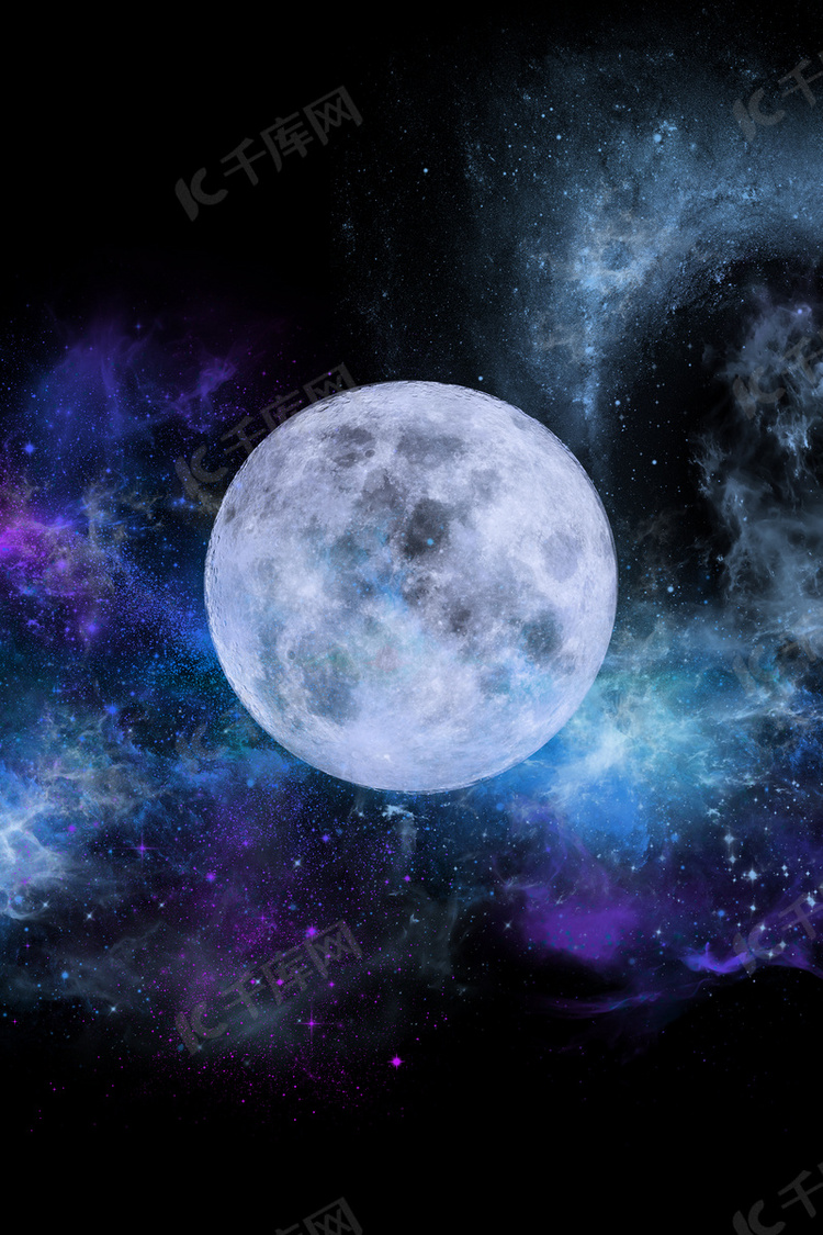 天空下的月亮H5素材背景
