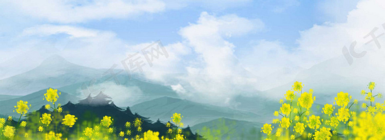 清明节蓝色唯美旅游清新banner