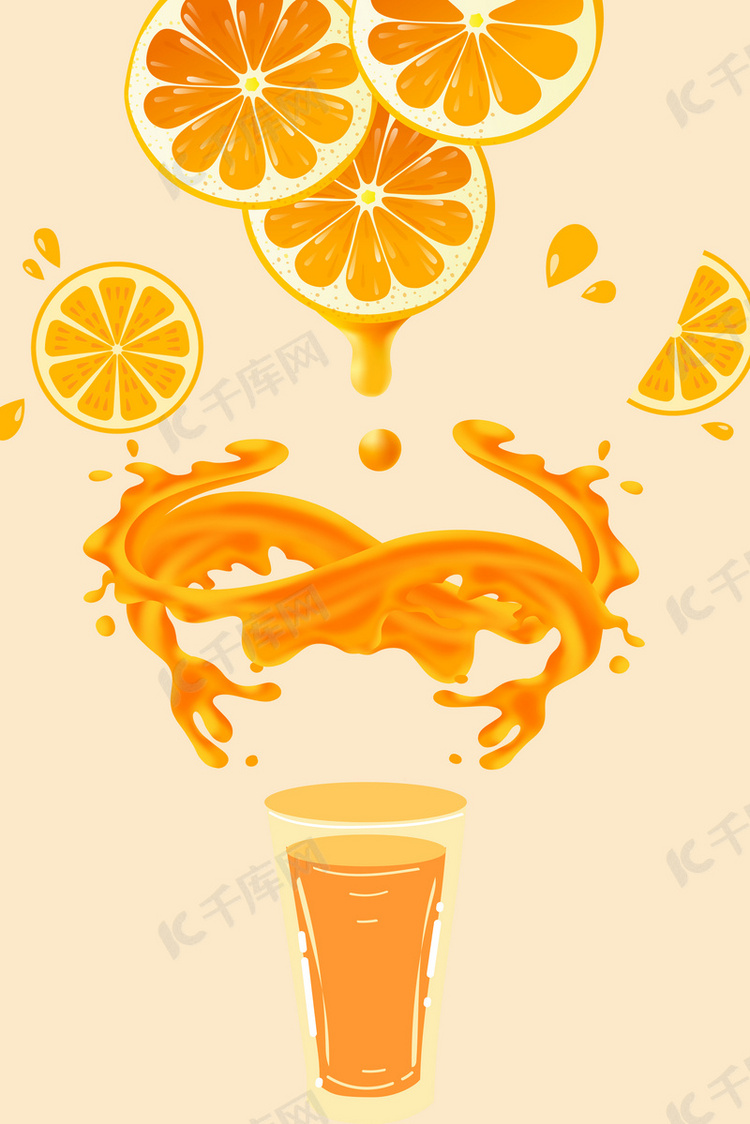橙汁夏季饮品海报背景素材
