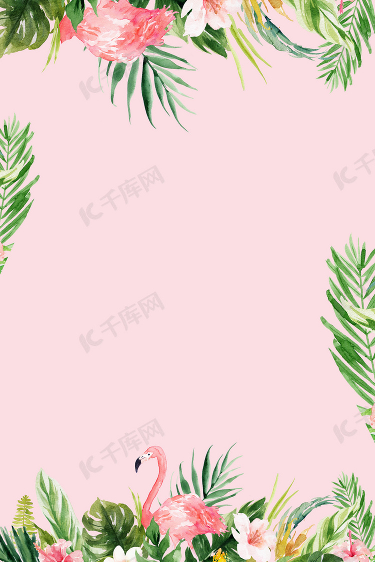 粉色小清新花朵手机端H5背景素材