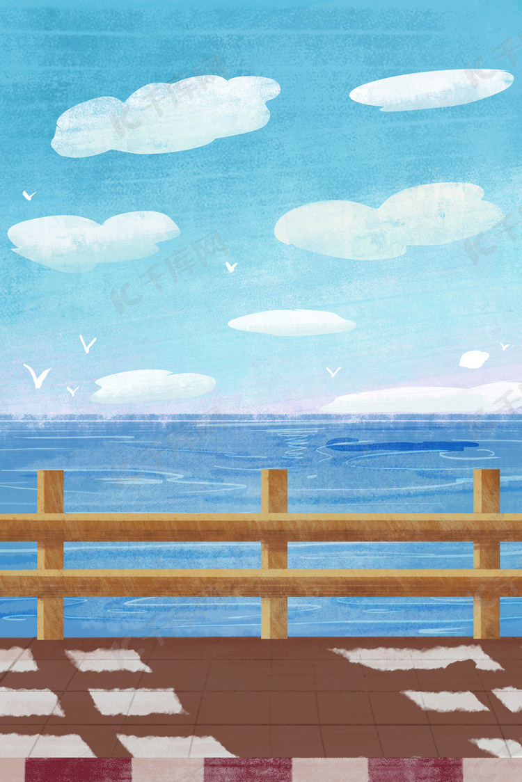 卡通蓝色天空和海洋免抠图