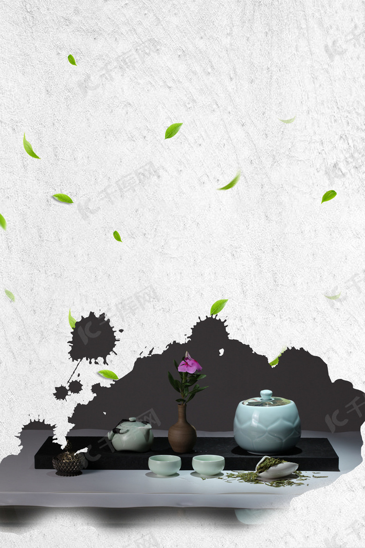 茶韵茶文化中国风海报背景模板
