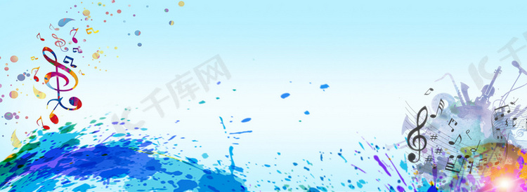 简约抽象水墨音乐banner