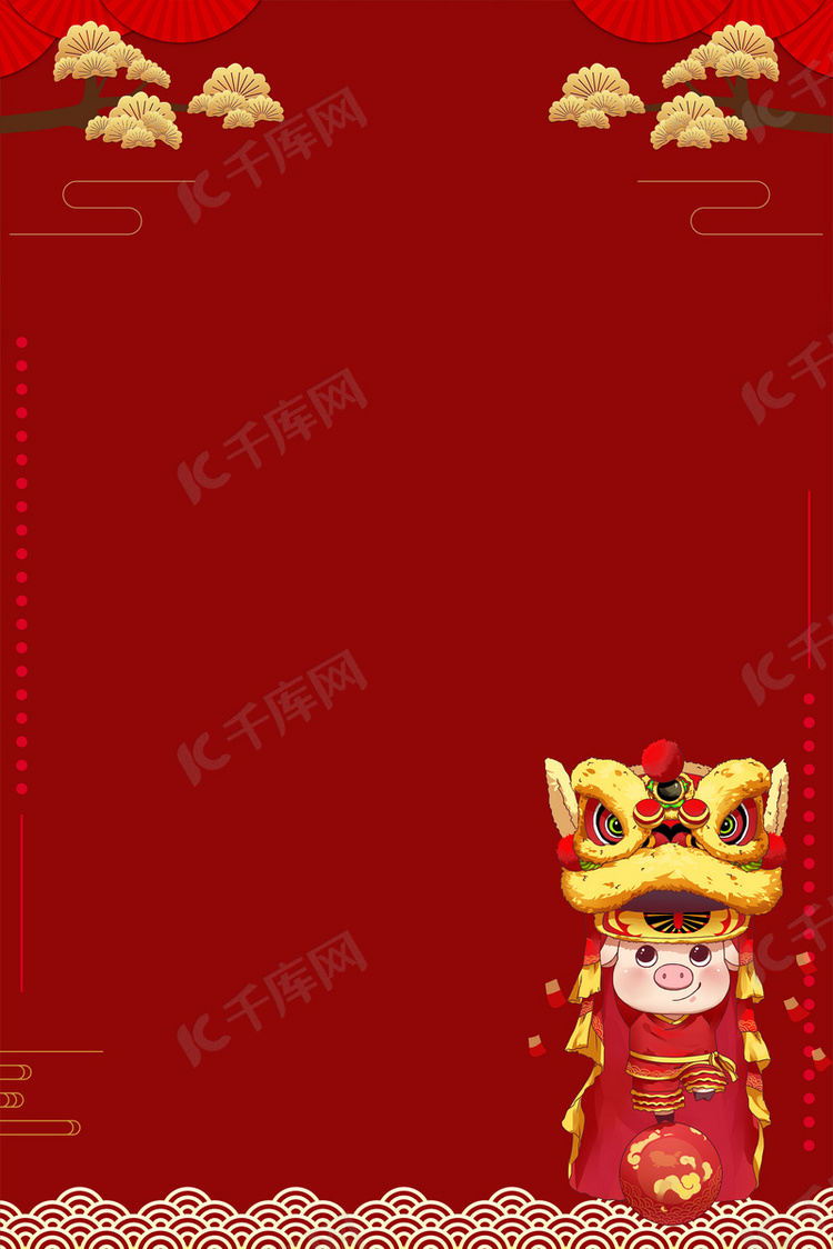 新年红色中国风海报背景