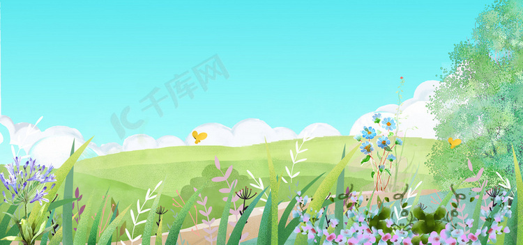 手绘夏日花园banner