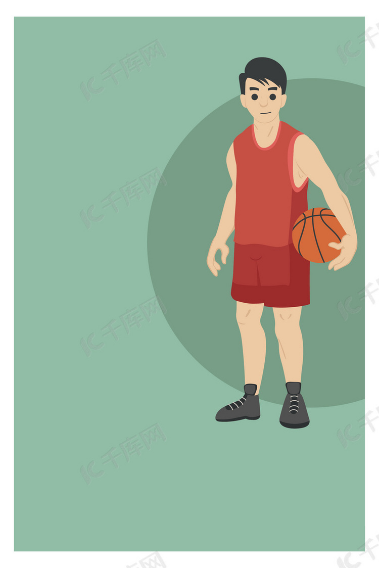 手绘卡通篮球球赛运动员海报背景
