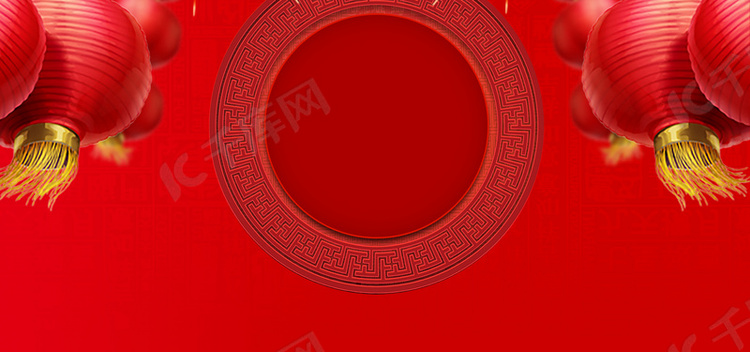 新春中国风红色电商海报背景