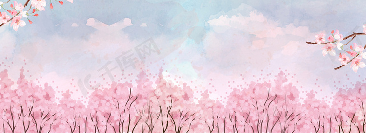 桃花节梦幻渐变桃树粉色banner