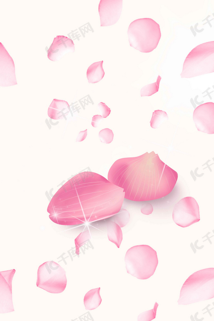 粉色浪漫玫瑰花瓣背景情人节背景