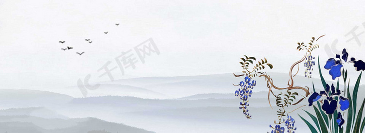 传统中国风工笔画海报背景素材