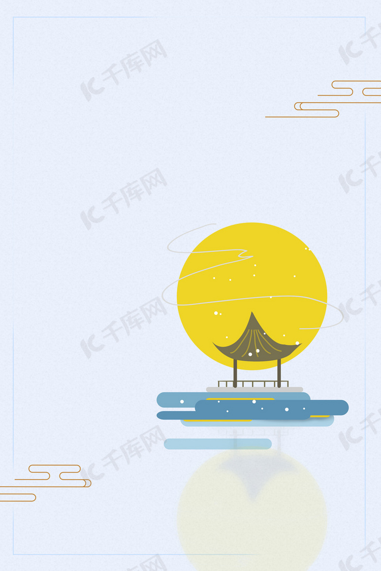 简约中秋西湖赏月设计矢量背景图