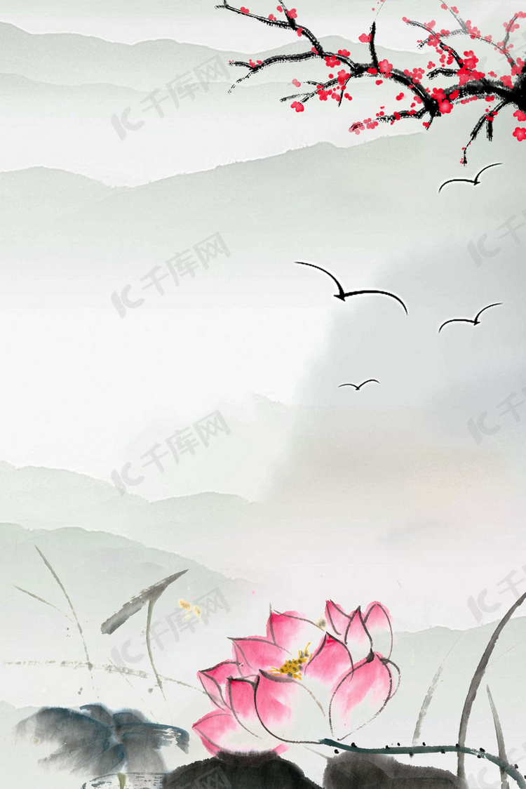 中国风花卉广告背景