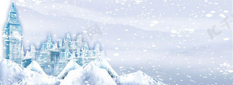 雪景浪漫蓝色banner背景