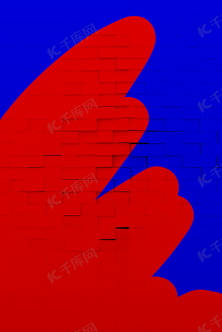 蓝红创意涂鸦墙壁H5背景素材