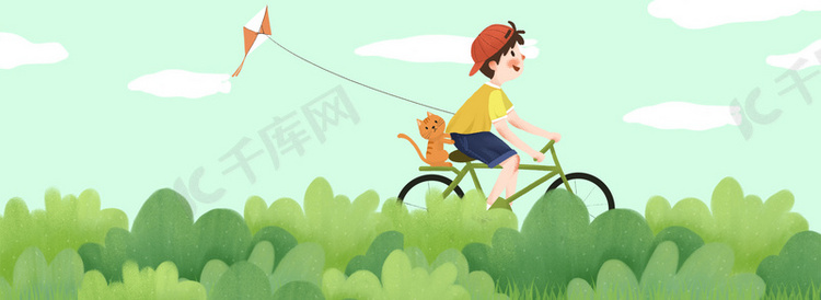 小清新春游骑自行车活动海报