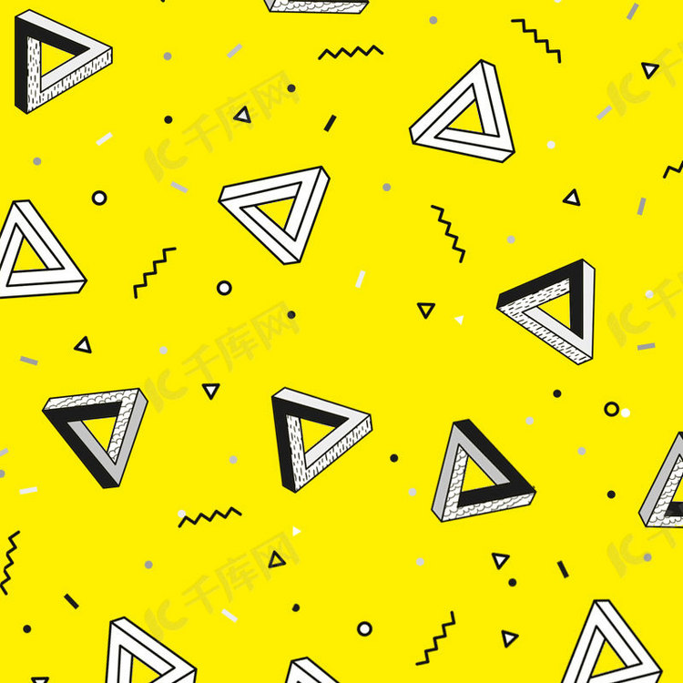 黄色三角形几何平面广告