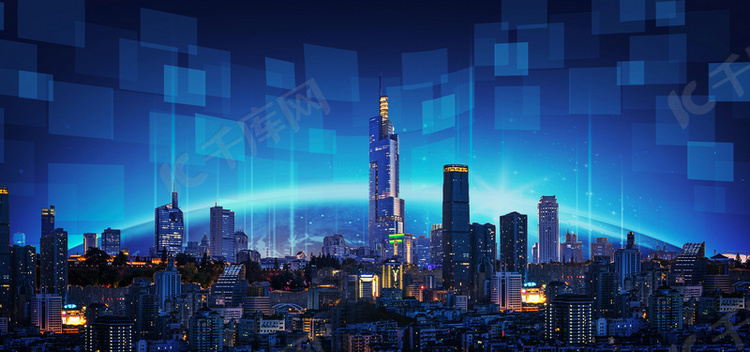 蓝色高清科技城市背景