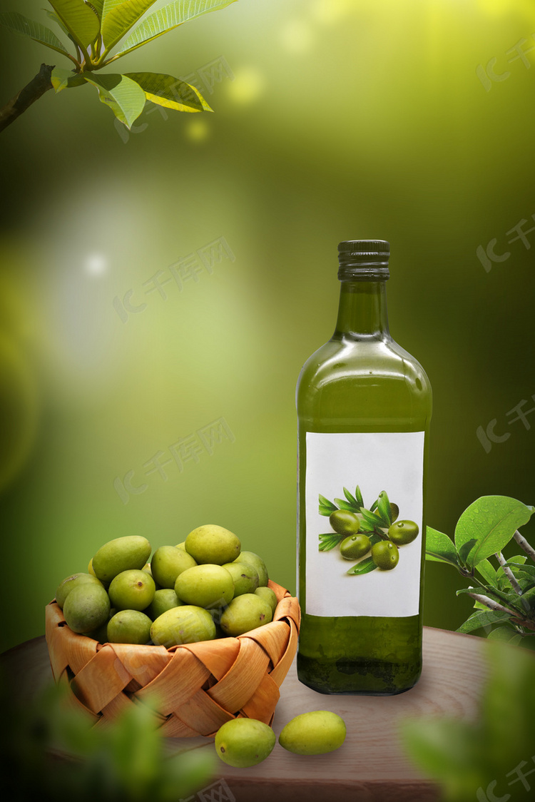 绿色橄榄油调和油背景