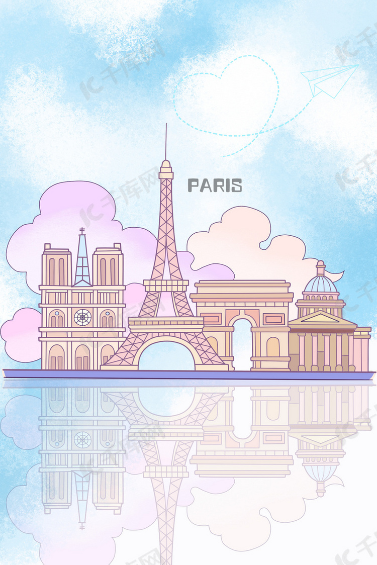 法国巴黎城市地标背景