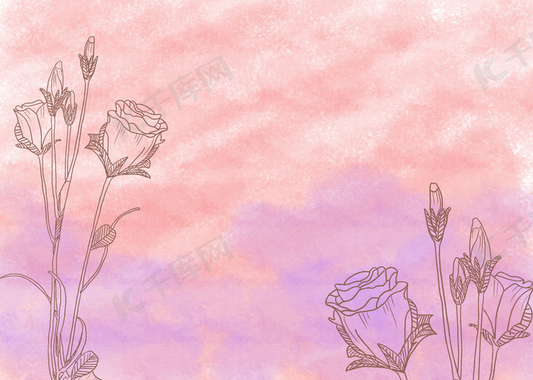 粉紫色渐变正式婚礼玫瑰花背景