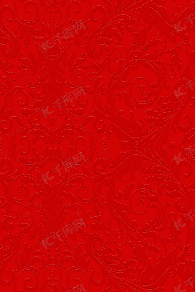 中国风红色花叶立体底纹背景