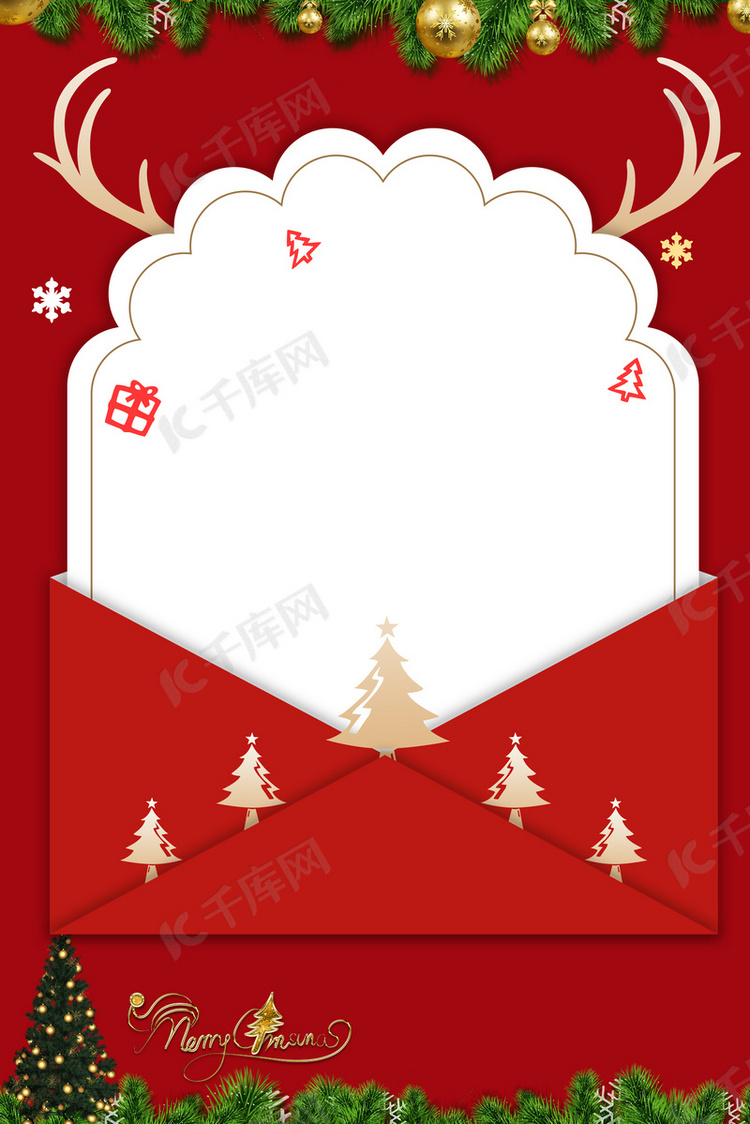 创意红色信封圣诞节背景