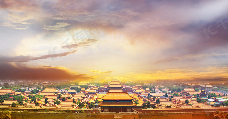 简约中国风古建筑旅行封面背景