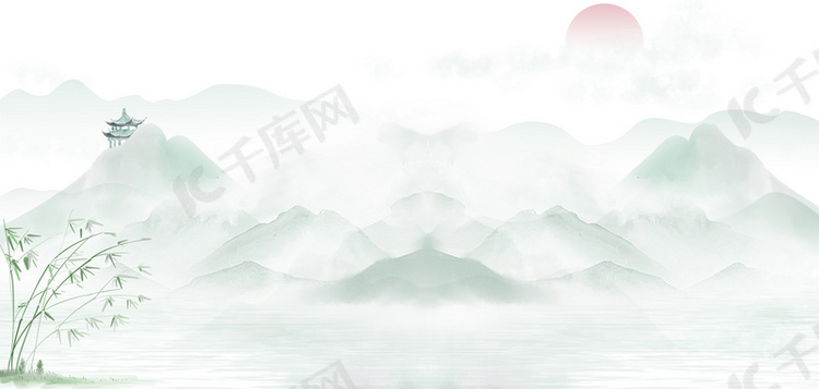 古风古韵水墨山水背景图