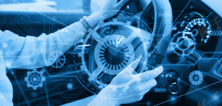 智能驾驶汽车科技仪表蓝色背景
