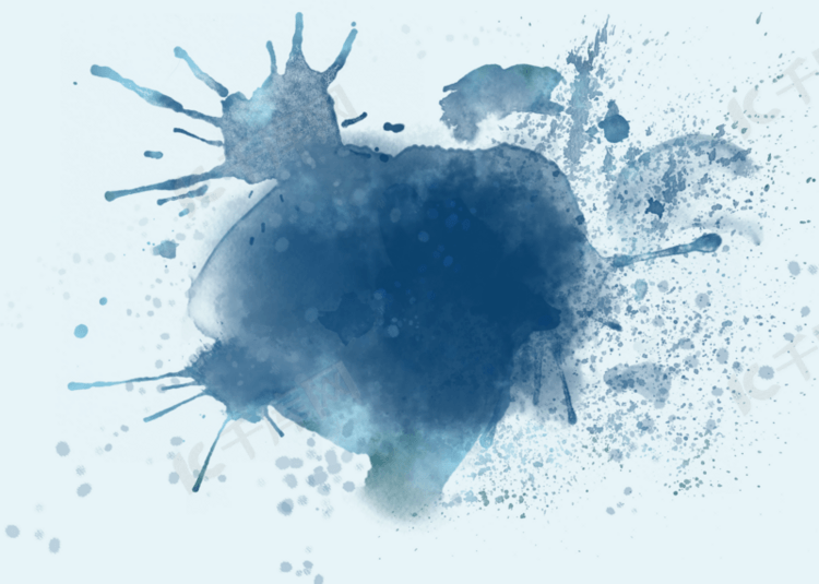 抽象墨迹图案蓝色水彩背景