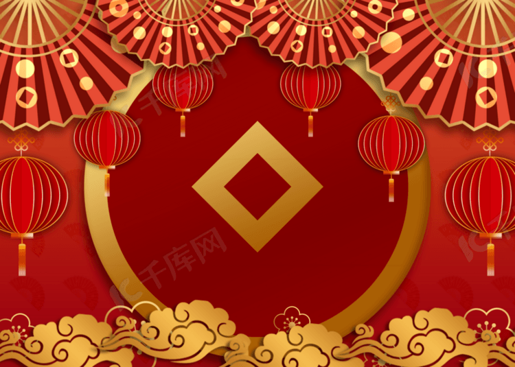 新年中国风格金色描边背景