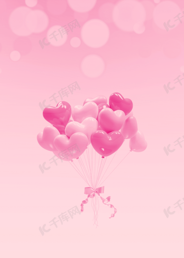 粉色爱心气球简约壁纸