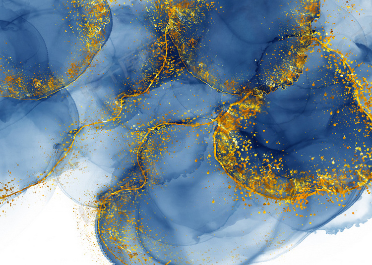 深蓝色水彩金粉金色金箔洒金