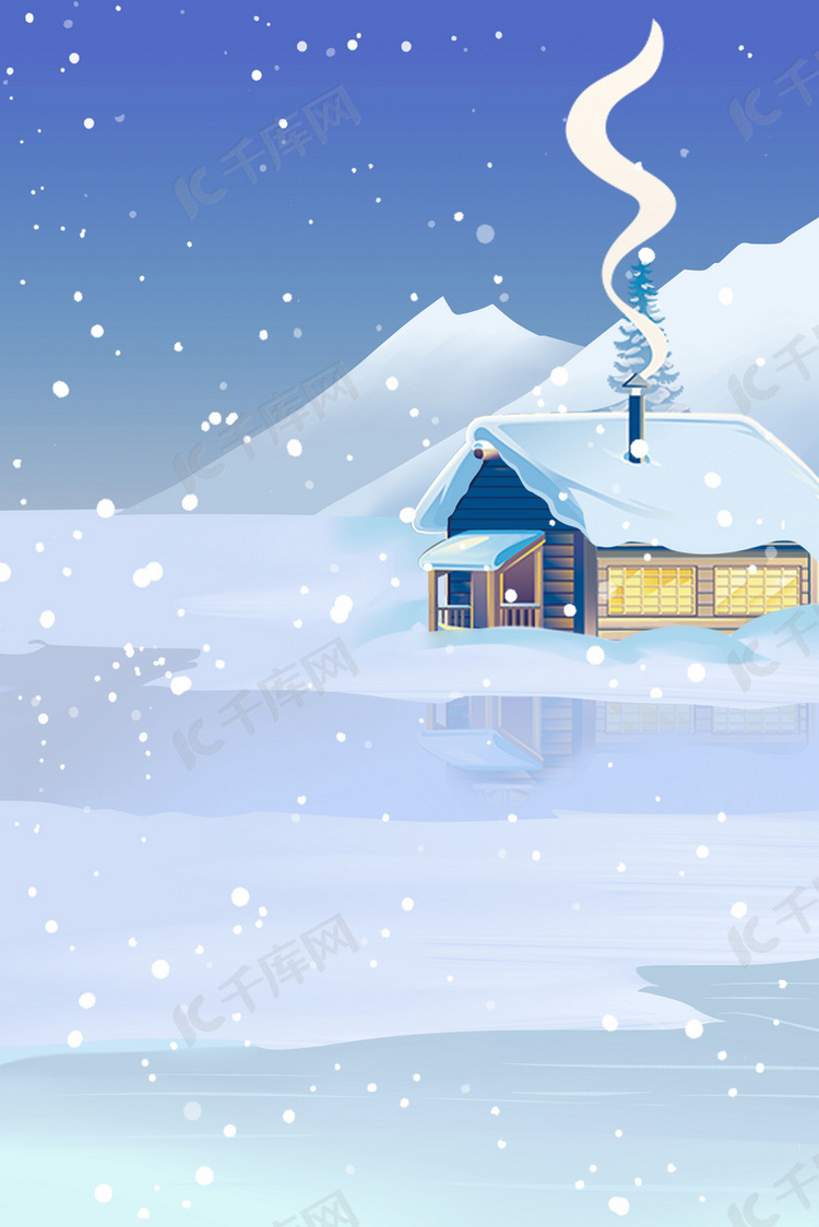 冬天节气雪景房子