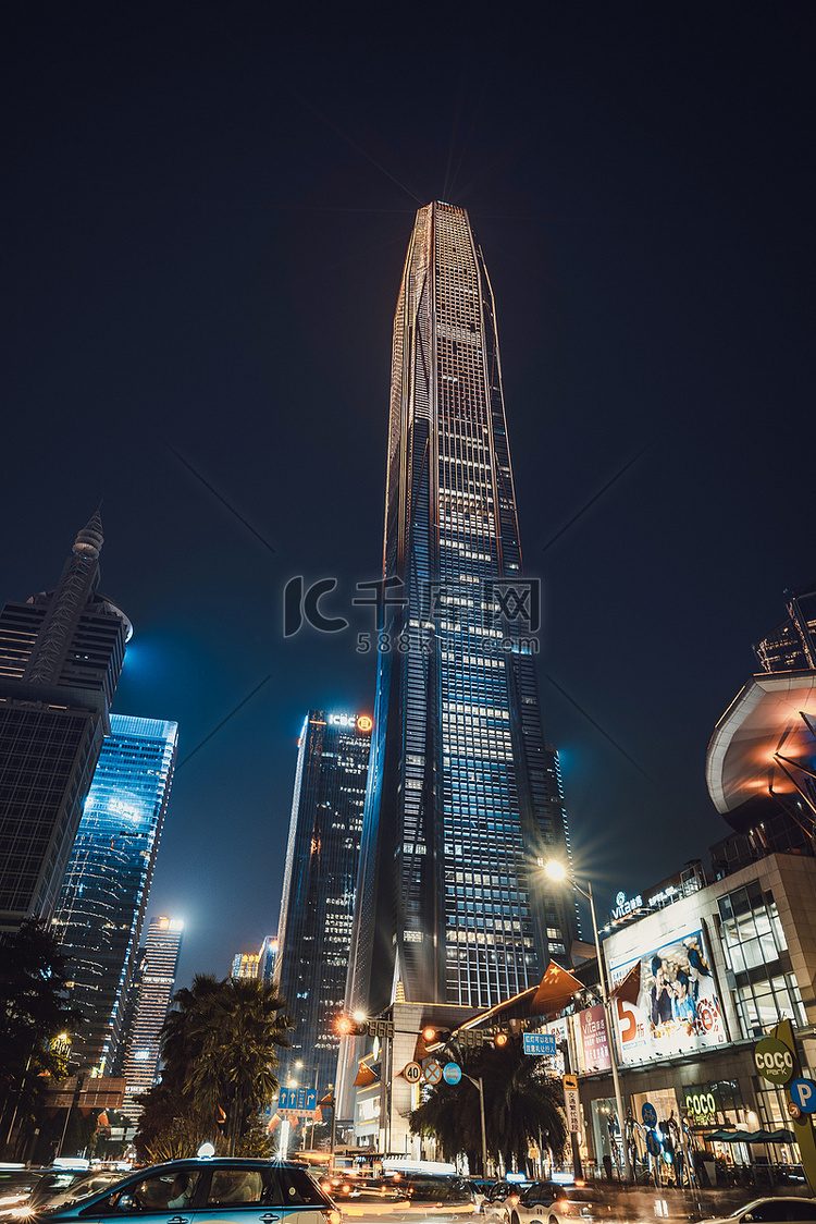 深圳平安大厦夜景摄影图