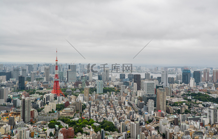 航拍东京日景及东京铁塔摄影图