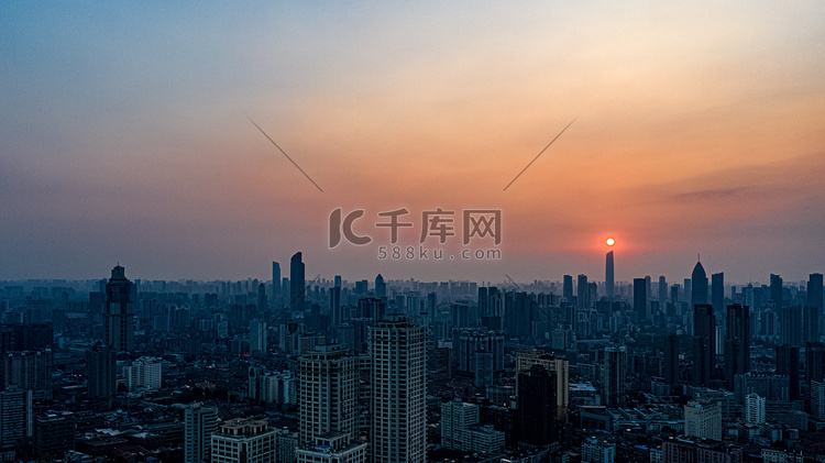 武汉城市日落摄影图