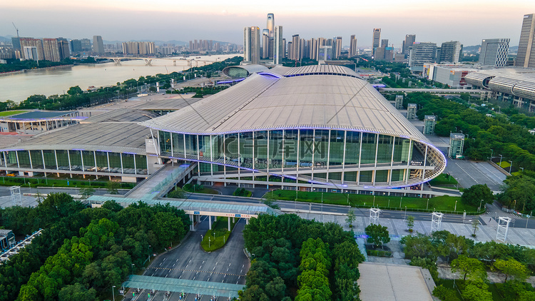 航拍广州琶洲会展中心广交会场馆