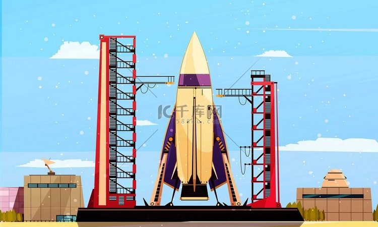 空间技术火箭卫星平面组成的空间