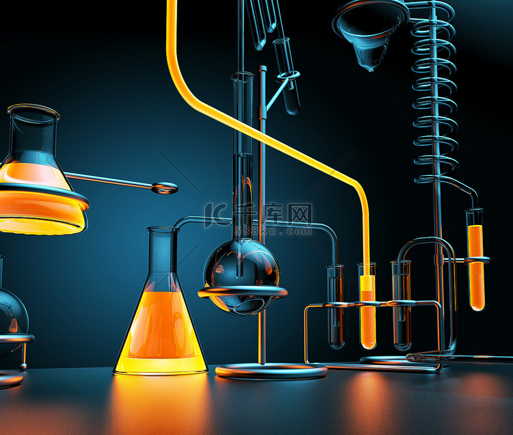用发光的液体的化学实验室