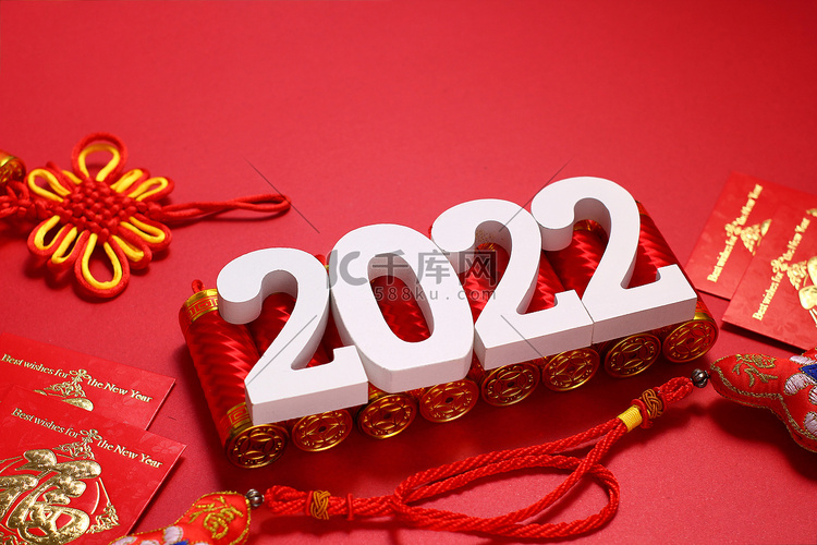 2022春节新春数字创意红色摄