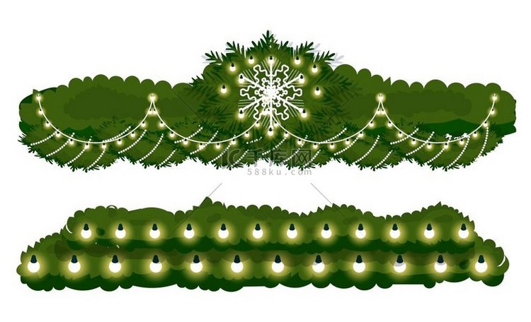 圣诞装饰用带花环和球的冷杉树枝