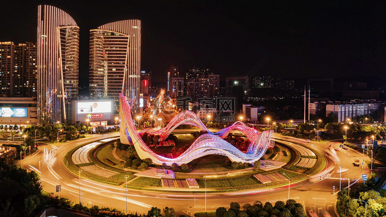 武汉光谷国际广场夜间摄影