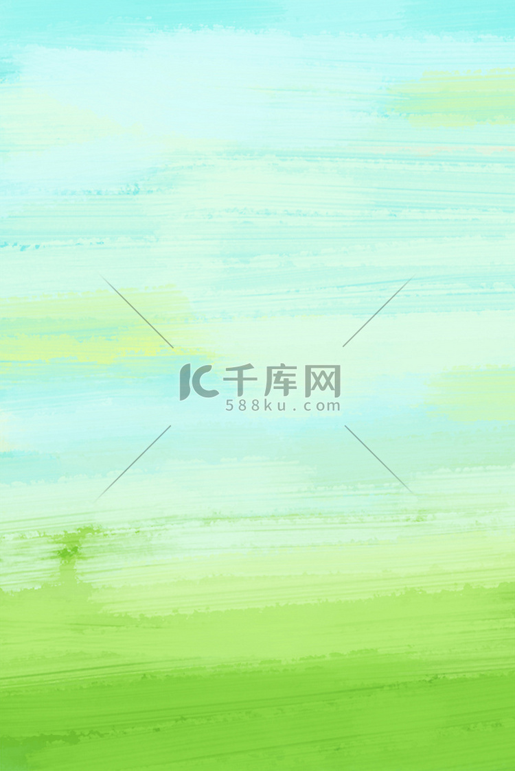 春天青草蓝天油画质感清新春天海