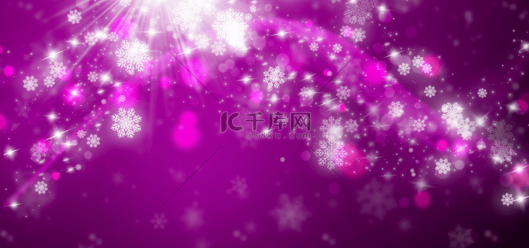 圣诞紫色雪花明亮光效背景