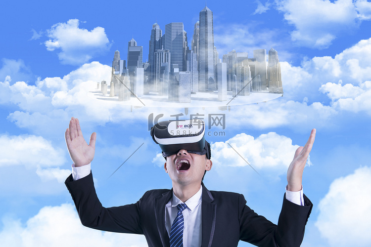 VR眼镜未来科技虚拟体验摄影图