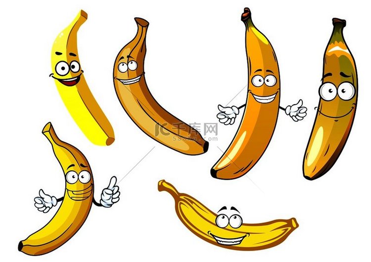 有趣的卡通黄色香蕉水果字符隔离