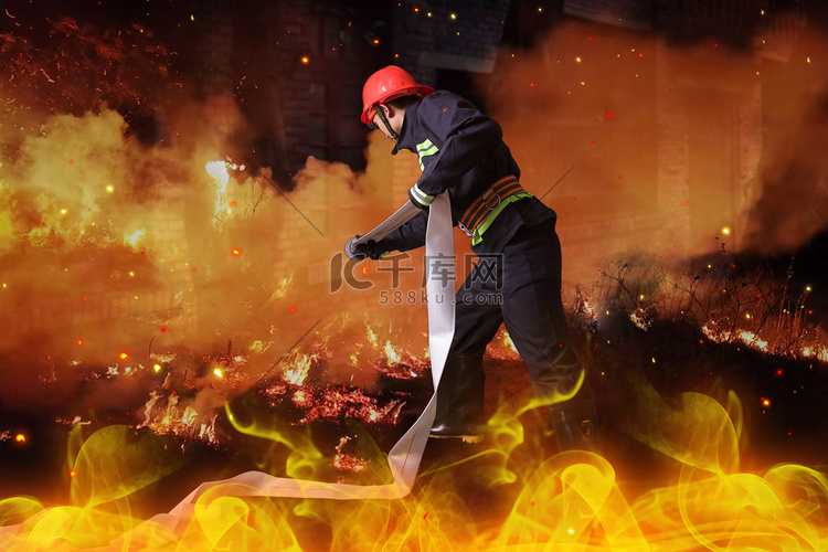 救援灭火火灾消防安全摄影图配图
