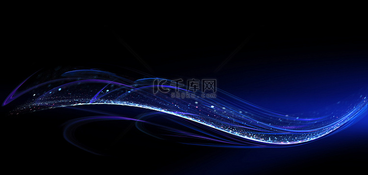 商务科技流光粒子曲线线条蓝色大